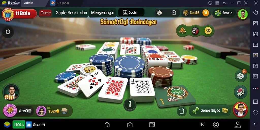 Gameplay seru dalam 11BOLA, game Gaple yang menantang.