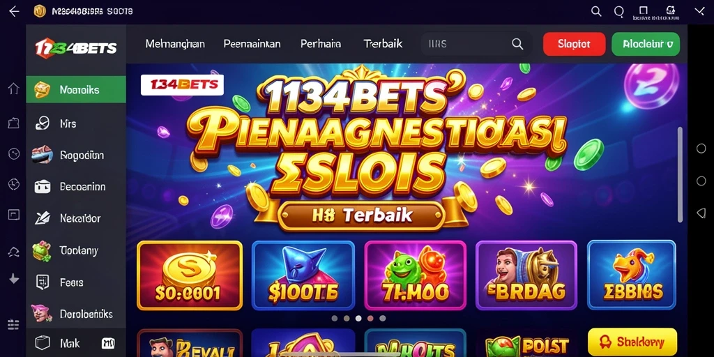 Screenshot gameplay 1234BETS menampilkan gulungan yang berputar dengan banyak tema menarik.