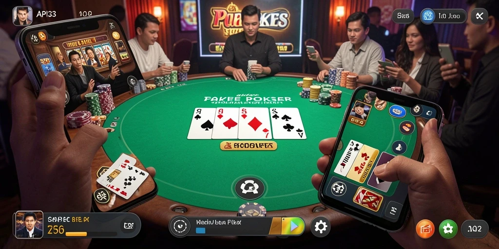 Screenshot gameplay seru dari API33 yang menunjukkan aksi Poker.