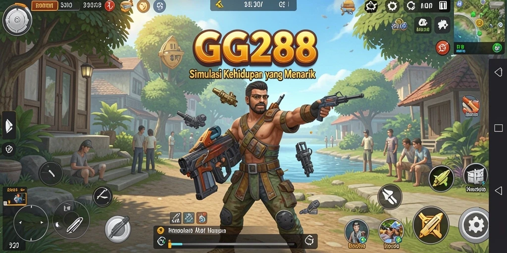 Gameplay GG288 menampilkan interaksi sosial dan penciptaan dunia virtual.