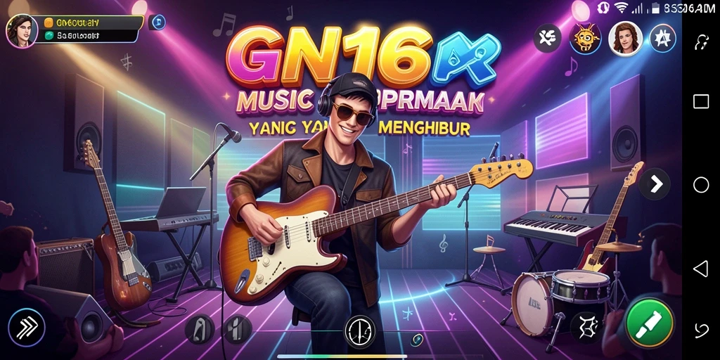 Tampilan gameplay seru dari GN168 dengan berbagai lagu.