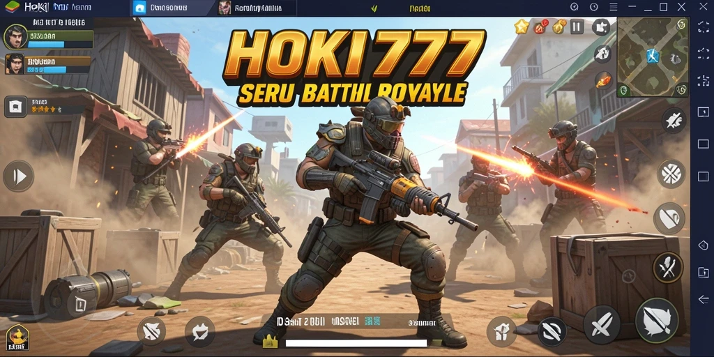 Tampilan gameplay HOKI777 dengan pertempuran seru di arena Battle Royale.