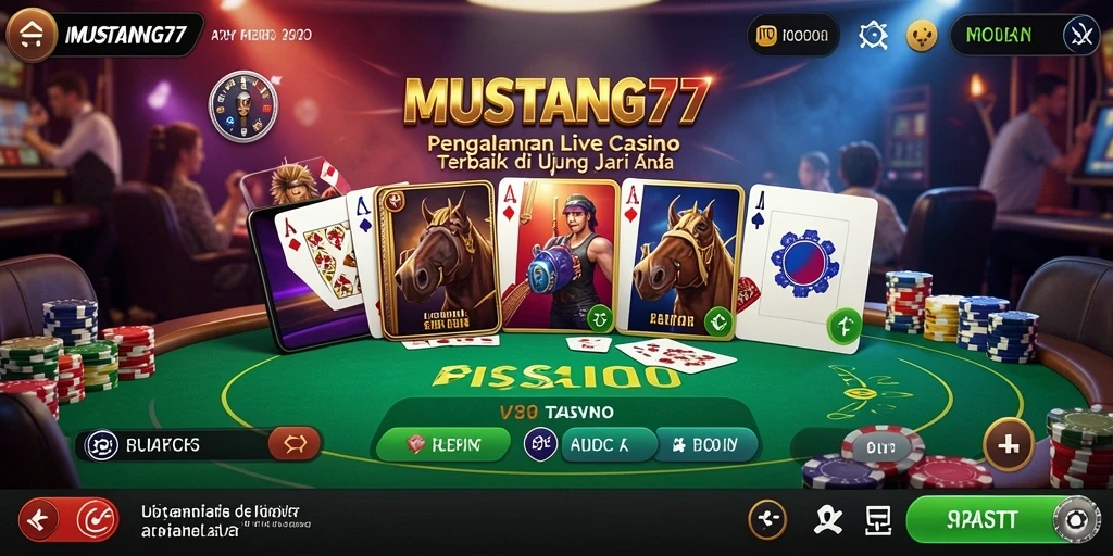Screenshot gameplay langsung dari MUSTANG77 yang menampilkan aksi kasino.