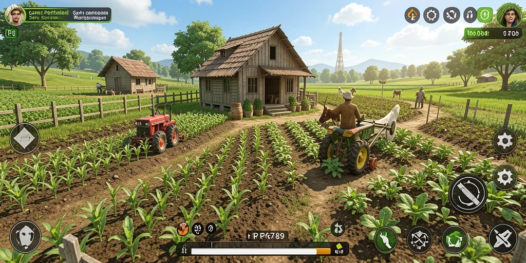 Tampilan gameplay RP6789 yang menarik dengan kebun yang subur.
