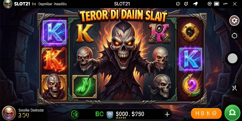 Screenshot gameplay SLOT21 menampilkan suasana Horror yang mencekam.