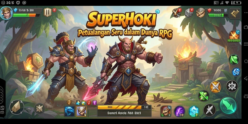 Gameplay RPG SUPERHOKI yang mengasyikkan dan penuh tantangan.
