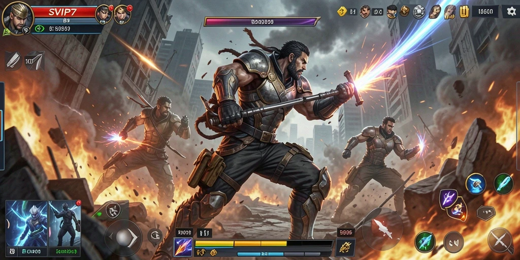 Tangkapan layar gameplay yang penuh aksi di SVIP7.