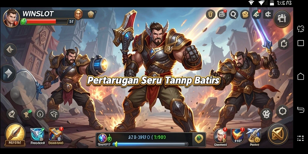 Screenshot permainan WINSLOT dengan aksi pertarungan yang intens.