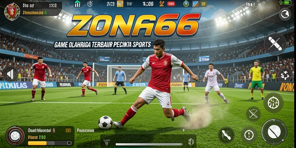 Tampilan gameplay seru di ZONA66 yang penuh aksi olahraga.